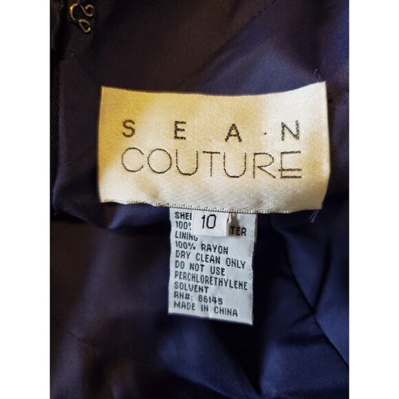 Sean Couture Inky Blue Beaded Bodice New Maxi Formal Gown Prom Dress, Size 10 - Picture 2 of 15